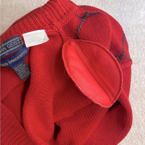 Vintage Herman Geist Ramie Cotton Hand Embroidered Paisley Floral Mock Neck - Picture 9 of 16